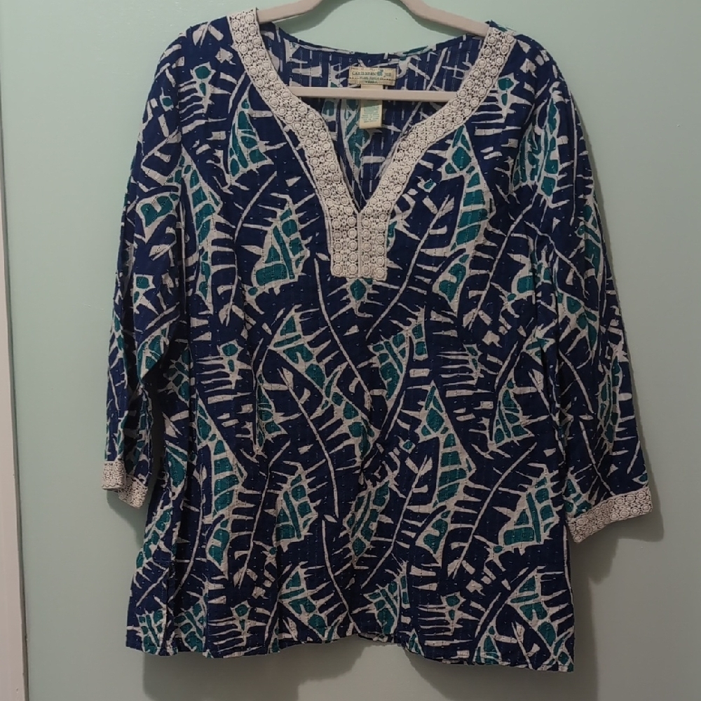 Caribbean Joe Blue and Teal Tunic